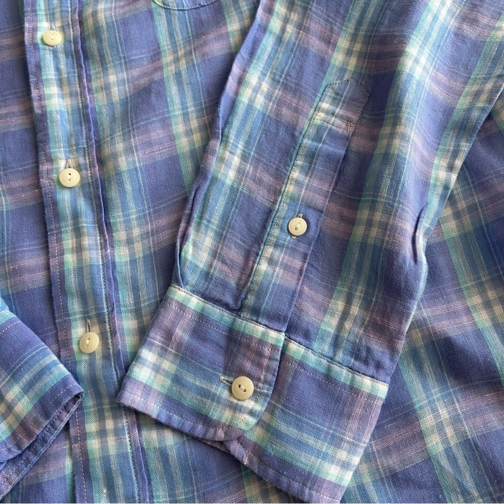 Faherty Linen Shirt Laguna Summer Plaid - Picture 6 of 11